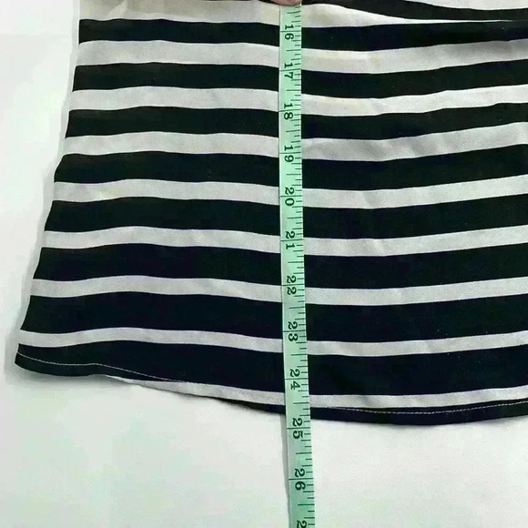 LOFT Women’s Size Small Ivory Black Semi Sheer Blouse 3/4‎ Sleeves Gathered - Picture 4 of 10